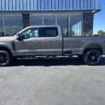 A truck parked in front of a building.